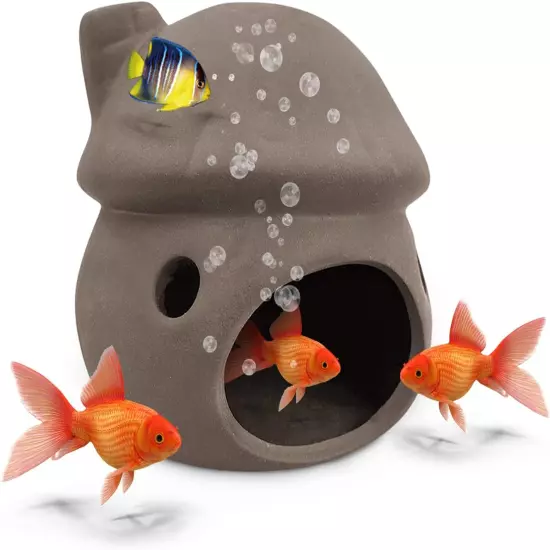 Aquarium Cave Decoration, Durable Aquarium Fish Hideout Ceramic Fish Tank Orname