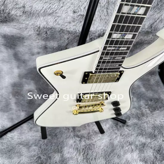 New White Iceman Electric Guitar Gold Hardware Fixed Bridge 2H Pickup Solid Body