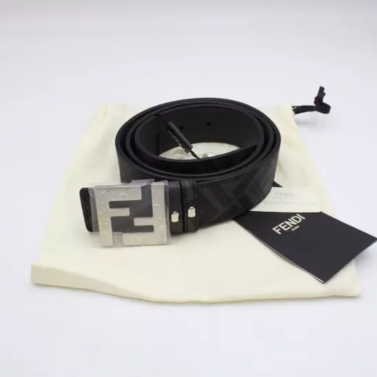 Fendi Reversible Belt Squared FF Logo Water Droplet Effect Buckle in Black/Grey