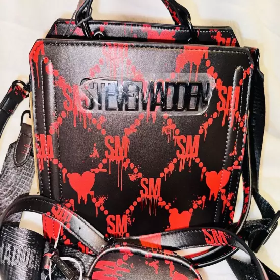 Steve Madden Bevelyn Satchel Halloween Limited Editon Bloody Hearts Red & Black