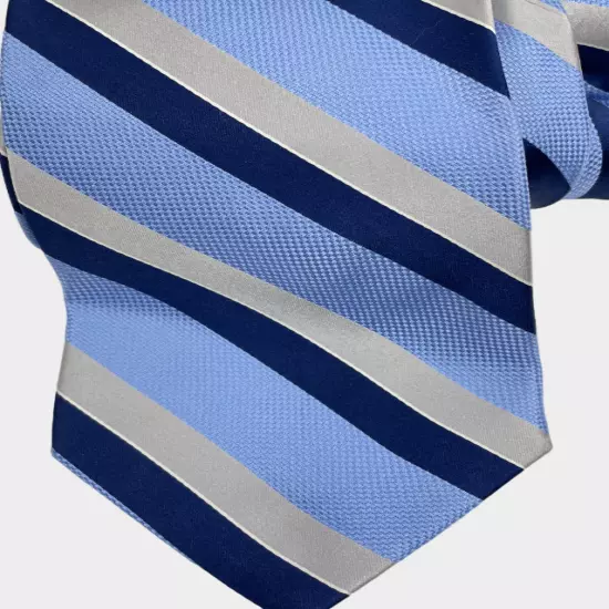 Calvin Klein Blue Gray Striped Regimental Repp Silk Tie Men's 3.8" x 57"