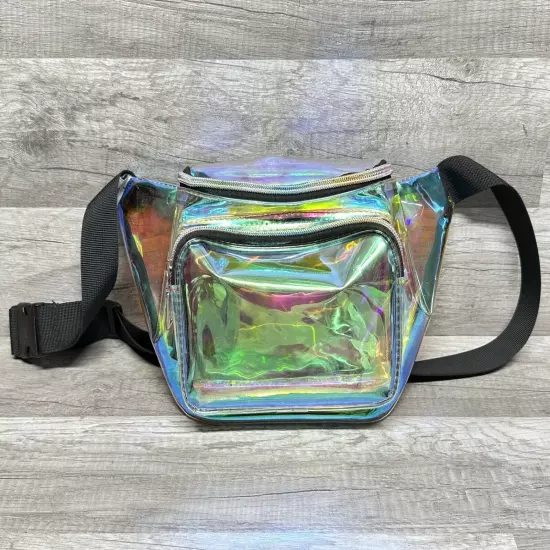 Wododo Women’s Fanny Pack Clear Iridescent Belt Wallet Concert￼