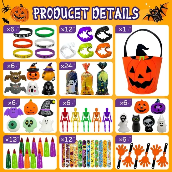 463PCS Halloween Party Favors Trick or Treat Goodies Bag Fillers Basket... 