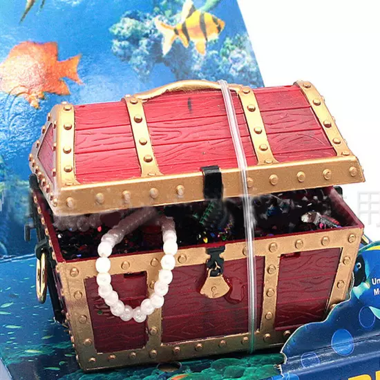 Large Treasure Chest Air Driven Ornament Fish Tank Decor Aquarium Decoration Red