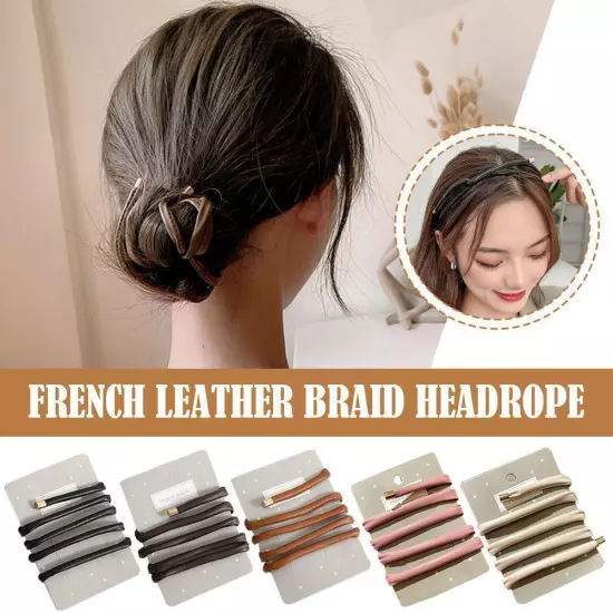 Women PU Leather Hair Ties Ponytail Holder Leather Wire Rope Headbands Hair W4J2