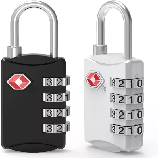 2 Pack 4 Digit TSA Luggage Locks, Outdoor Waterproof Padlock, Combination Lock 