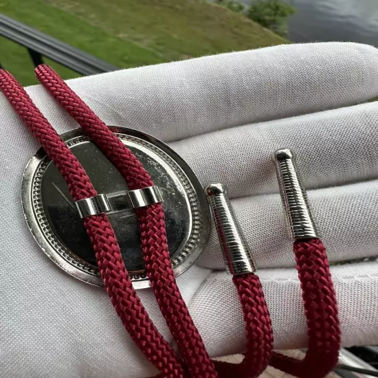 Vintage Western Silver Tone With Red Resin Bolo Tie