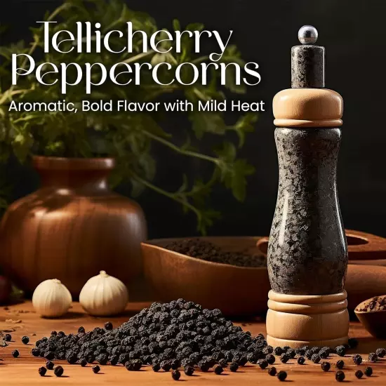 Tellicherry Black Pepper Whole Peppercorn (1 LB / 16 Oz) | Kosher | Non-GMO