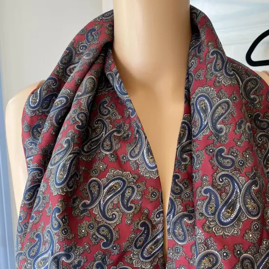 Geoffrey Been Mens Reversible Wool & Silk Burgandy Red Paisley Scarf Warm Luxury