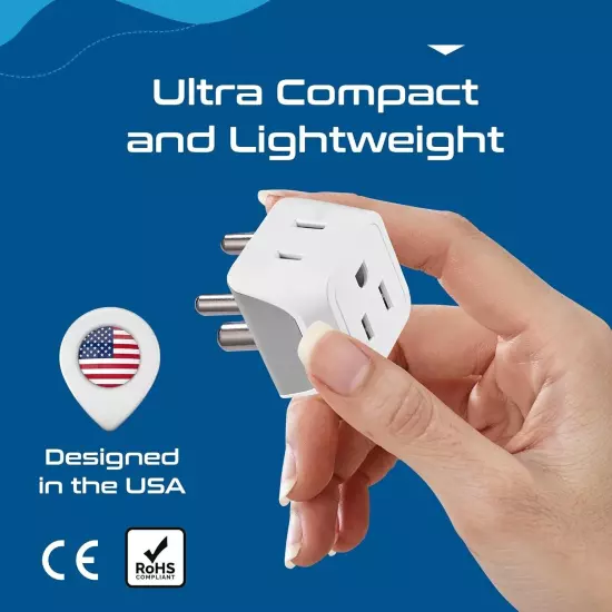 Ceptics US to India, Maldives, Pakistan Plug Adapter Dual USA Input 3 Pack CT-10