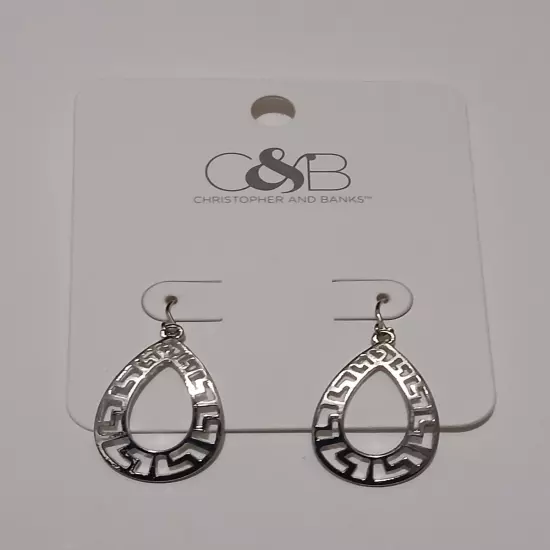 Christopher & Banks Dangle Drop Silverstone Pierced Earrings #A18