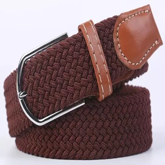 Mens Womens Belt Unisex Braided Elastic Stretch Fabric Enduring Woven Many Sizes