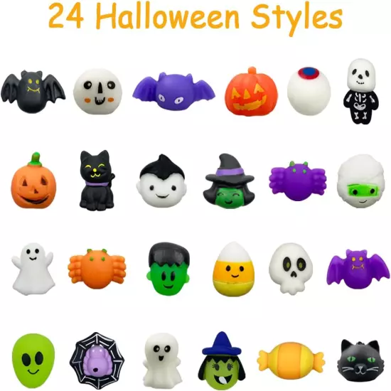 48 PCS Halloween Mochi Squishy Toys Squishies Halloween Toys for Kids Girls Boys