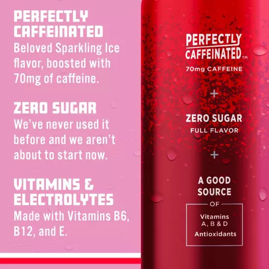 +Caffeine Cherry Vanilla Sparkling Water with Caffeine Zero Sugar with Antiox...