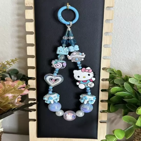 Cute Handmade Sanrio Cell Phone Strap | Hello Kitty | Hand-Painted Beads | Charm