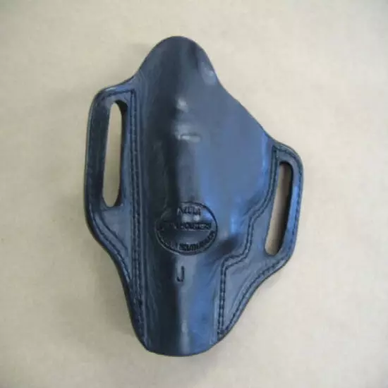 Smith & Wesson S&W J Frame Leather 2 Slot Molded Pancake Belt Holster BLACK RH