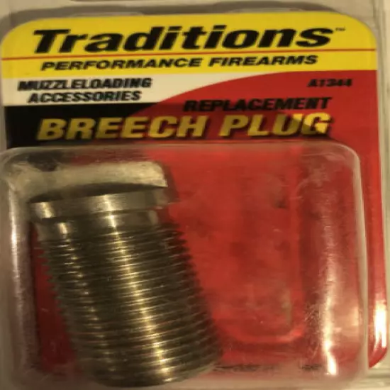 Traditions Replacement Breech Plug-A1344 Fits Standard Nipples W M6x1 Thread NEW