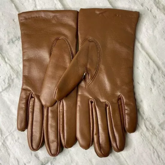 Vintage Vinyl Driving Dress Gloves Women's 6/7 Brown New Old Stock