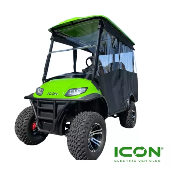 Sunbrella Jet Black Track-Style Canvas Enclosure for ICON i40 Golf Cart