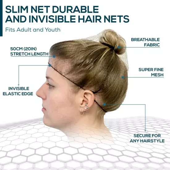 Slim Net Durable and Invisible Hair Nets for Men and Women - Reusable