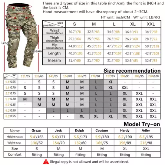 IDOGEAR Combat Pants Mens W/ Knee Pads Camo Airsoft Military Army Trousers Camo