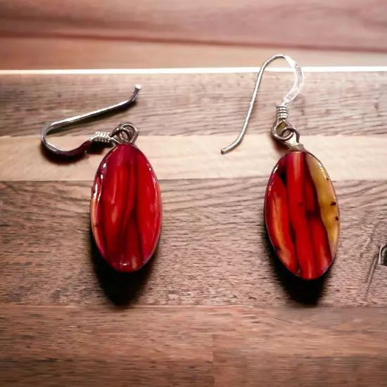 Red Semi Precious Stone Dangle Earrings