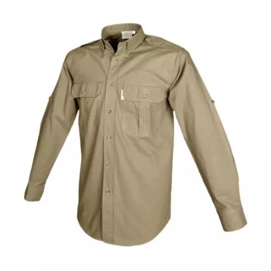 TAG SAFARI Mens Trail Long Sleeve Khaki Shirt (MS-039L/S-P867-K)