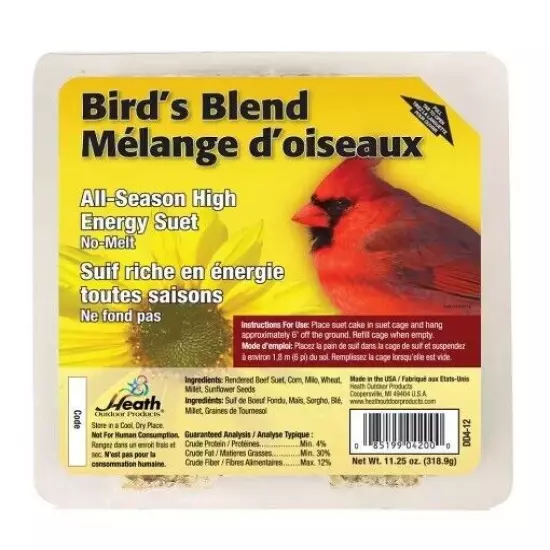 Heath Bird's Blend High Energy Suet Cake (11.25 oz. 12-Pack)