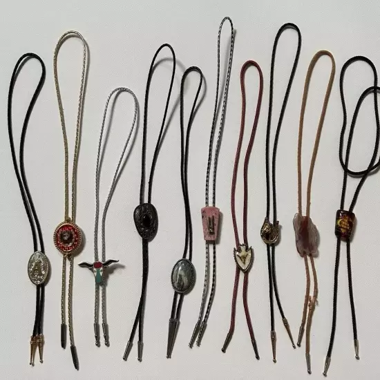 10 Vintage Western Bolo Tie Lot