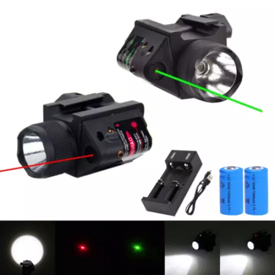 Combo Tactical Green Laser Sight LED FlashLight For 20mm Picatinny Rail Mount US