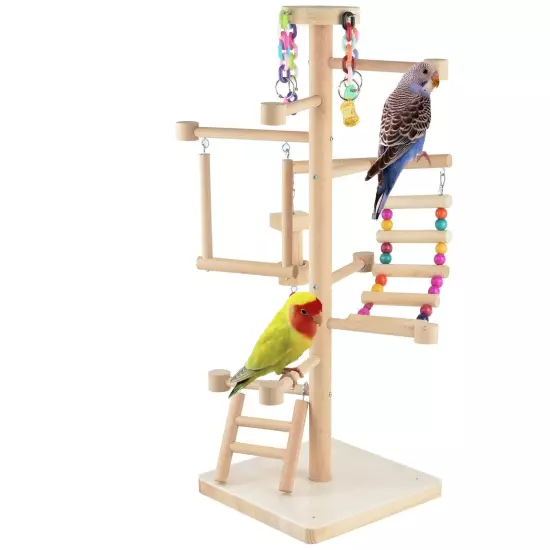 Wood Bird Playground Tabletop Parrots Playgyms Conures Play Stands Perches Pr...