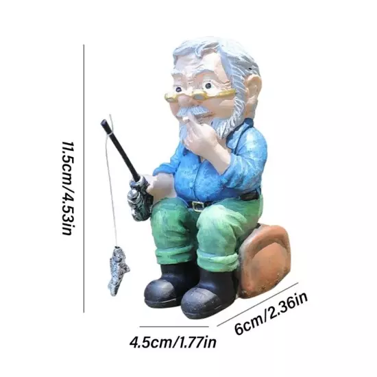 Artificial Hideouts Cave Figurine Fishing Geezer Statue for Aquariums Tanks