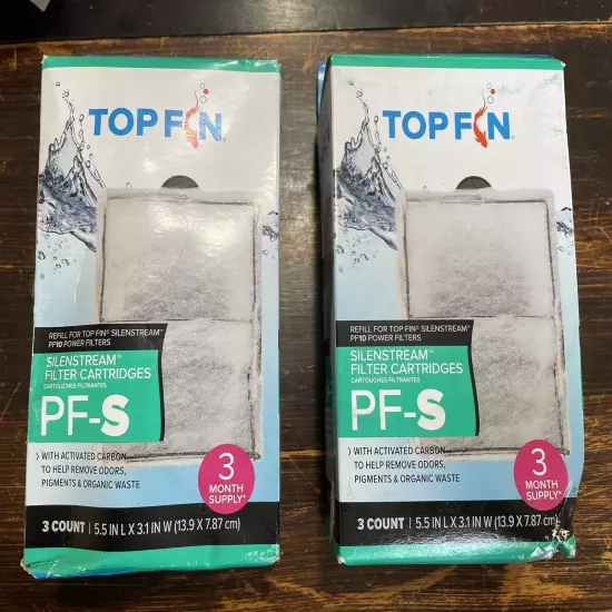 2 PACKS OF TOP FIN PF-S SILENSTREAM PF-10 FILTER CARTRIDGES 6 TOTAL CARTRIDGES