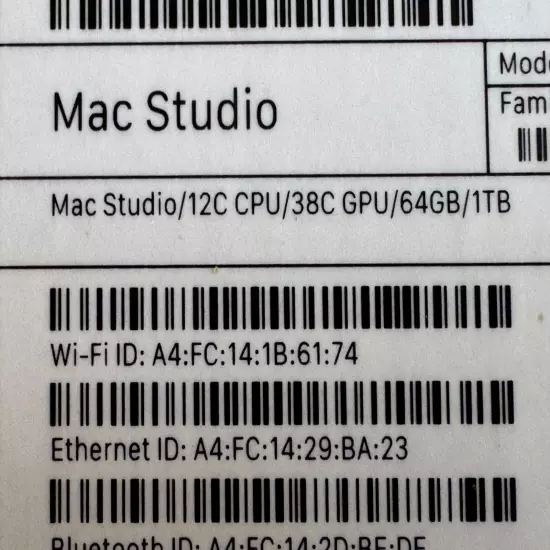 Apple Mac Studio 2021 empty box only