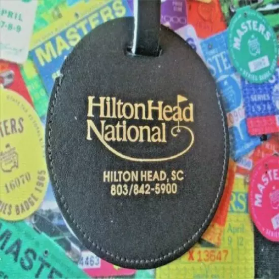 vtg - PGA Golf Bag Tag - HILTON HEAD NATIONAL GOLF CLUB gc - SC - Leather