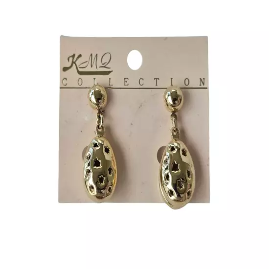 KMQ Collection NOC Gold Tone Drop/Dangle Earrings w/ Cutouts