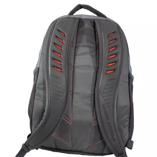 Under Armour Storm Backpack Big Logo Spellout School Travel Bag Gray Orange