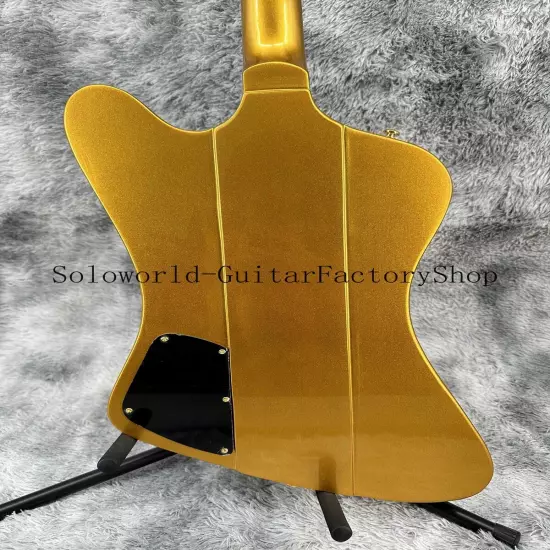 Solid Body Custom Firebird Gold Electric Guitar Gold Hardware Black Pickguard