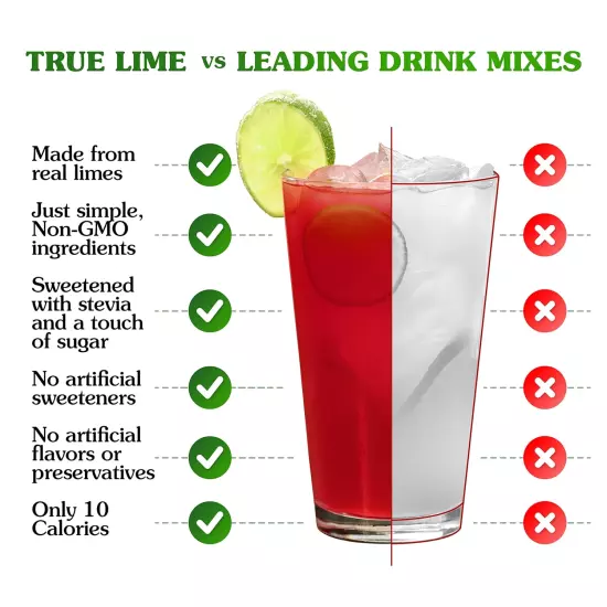 TRUE LIME Black Cherry Limeade Drink Mix (10 Packets) | Made from Real Limes | N