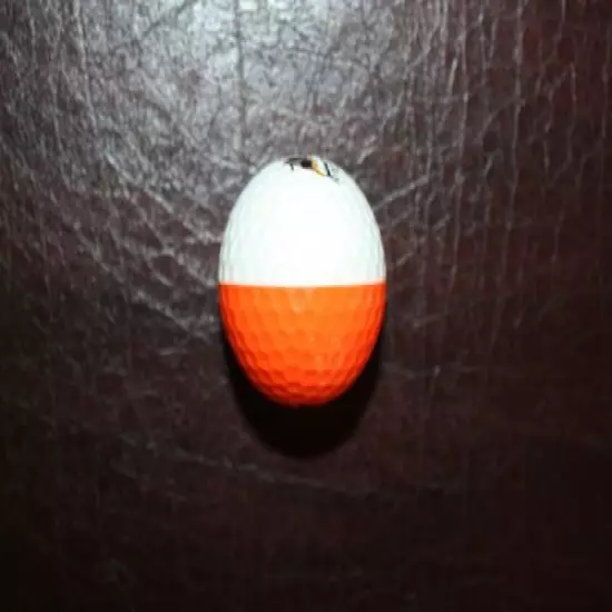 VINTAGE ORANGE AND WHITE PING EYE 2 GOLF BALL ROUGH RIDER COUNTRY N DAKOTA LOGO