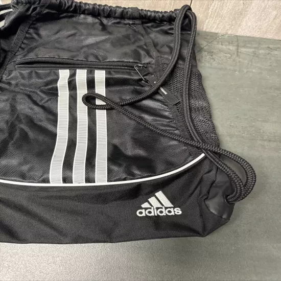 U4 Adidas Sackpack Backpack Sports Bag Black W/ White Accents Tb2