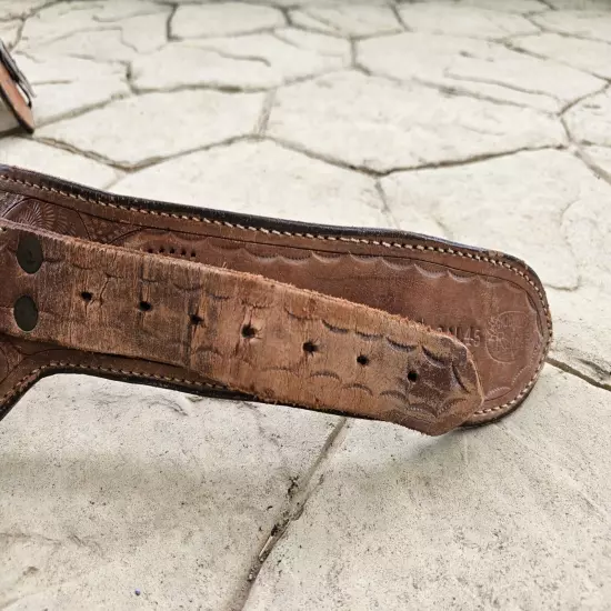 Vintage Leather Belt Gun Holster Reves Mexico Embossed C42 CAL45 Colt Handmade