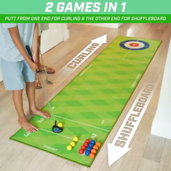 GoSports Pure Putt Challenge Curling & Shuffleboard 2-in-1 Putting Game