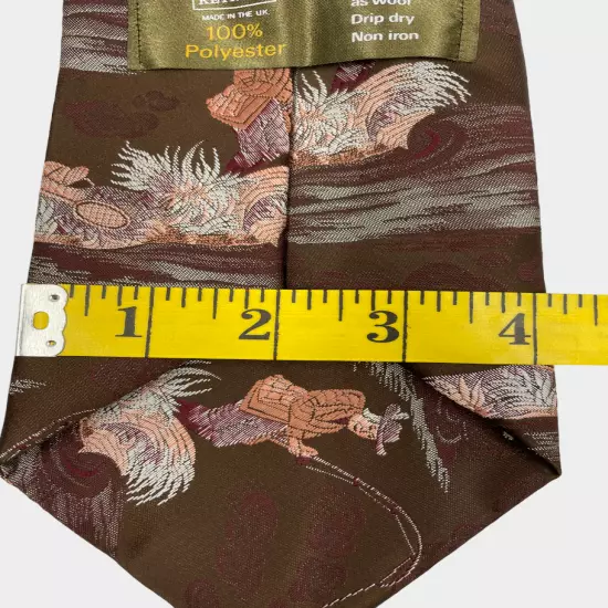 Vintage Keynote England Fly Fishing Trout Wide Brown 1970's Necktie Tie 4" x 53"