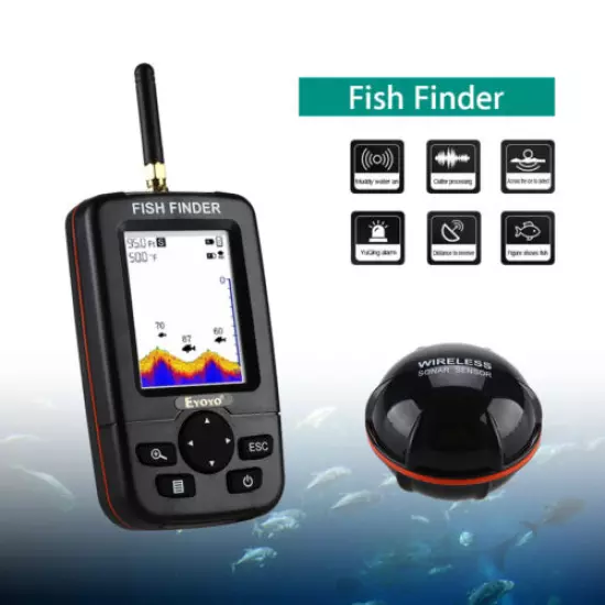 45M Fish Finder Wireless Sonar Sensor Sounder Ocean Fish Detector P6 Durable