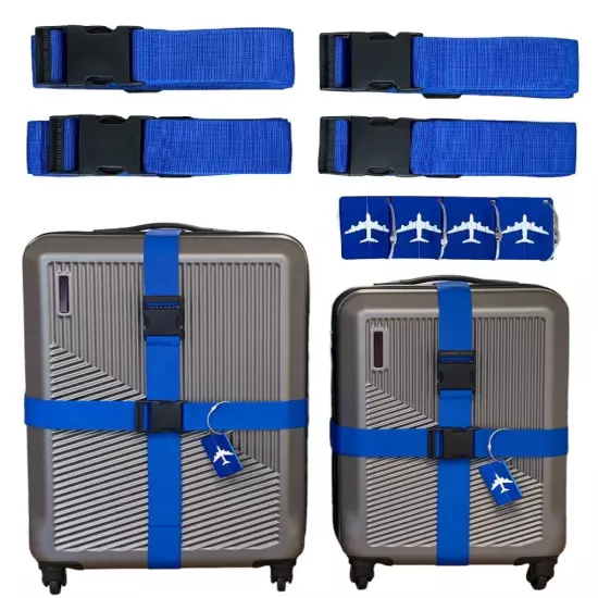 Variety4all 8 Pack Luggage Set, 4 Pack Straps and 4 Pack ID Tags, Heavy-Duty 79"