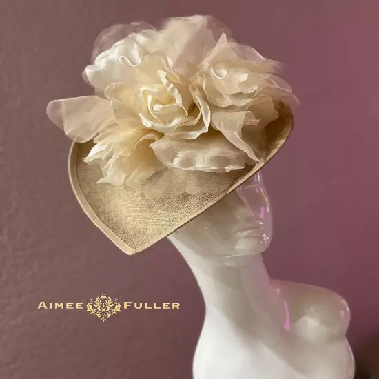 Champagne Yellow Rose Kentucky Derby Fascinator Bridal Flower Royal Ascot Hat