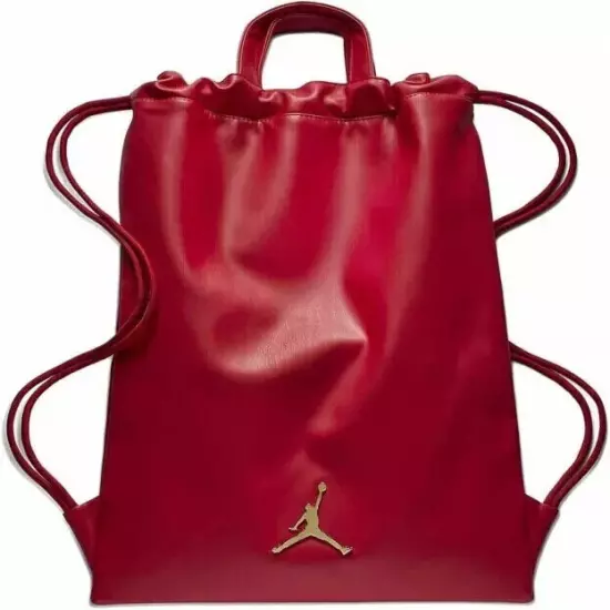 Nike Jordan Jumpman Unisex Faux Red Leather Drawstring Sack Pack 9A0191 R78 NEW