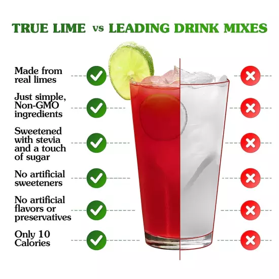 TRUE LIME Black Cherry Limeade Drink Mix 1.06 Oz 10 Ct; Fresh New, Free Shipping