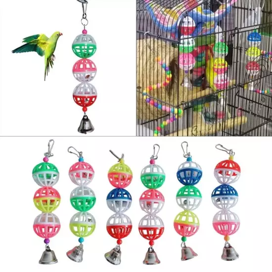 Colorful Pet Bird Chew Cage Toy for Parrot with Bells